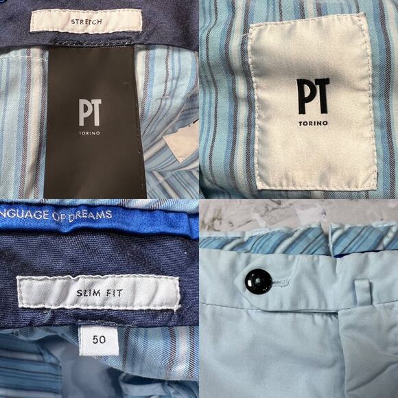 PT Torino Slim Fit Stretch Straight Leg Pants SIZE IT 50 US 32 Light Blue Chino - Picture 5 of 15